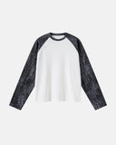 gray leopard raglan waffle long sleeve t shirt front view