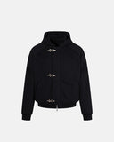 Toggle button hoodie pullover back view