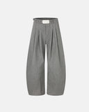 Eyelet Waistband Pleated Barrel Tailored Pants | Inflation Streetwear