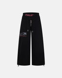 black wide leg sweatpants with zipper detail