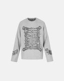 heather gray waffle graphic long sleeve t shirt front view