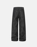 dark raw denim jeans with extended button panel