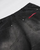 relaxed fit retro washed denim pants detail