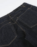 streetwear raw denim pants with button detail