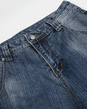 oversized bamboo weave wide-leg jeans back pocket detail