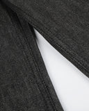 relaxed fit raw denim jeans with button detail