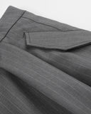 Pinstripe Pleated Ring Detail Tailored Shorts | Inflation Streetwear INFLATION