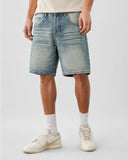 light blue washed denim shorts relaxed fit