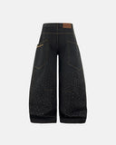 Colorful Rhinestone Raw Barrel Jeans | Inflation Streetwear INFLATION