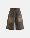 Colorful Rhinestone Washed Jeans Shorts | Inflation Streetwear INFLATION