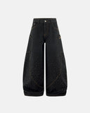 Colorful Rhinestone Raw Barrel Jeans | Inflation Streetwear INFLATION