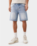 mens ripped denim shorts light blue washed