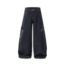 Leopard Patch Rhinestone Barrel Jeans | Inflation Streetwear INFLATION