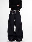 Buttons Up Raw Blue Baggy Jeans | Inflation Streetwear INFLATION