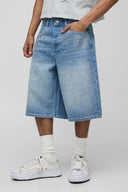 Blue Rhinestone Baggy Jeans Shorts | Inflation Streetwear INFLATION