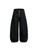 Black Buttons Up Barrel Baggy Jeans | Inflation Streetwear INFLATION
