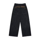 Embroidered Raw Baggy Jeans | Inflation Streetwear INFLATION