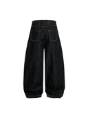 Black Buttons Up Barrel Baggy Jeans | Inflation Streetwear INFLATION