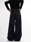 Buttons Up Raw Blue Baggy Jeans | Inflation Streetwear INFLATION