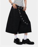 Asymmetric Button Raw Denim Jorts | Inflation Streetwear INFLATION