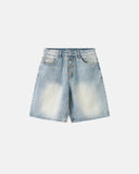 metal buckle baggy jorts front view