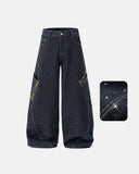 Leopard Patch Rhinestone Barrel Jeans | Inflation Streetwear INFLATION