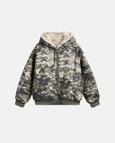 Camo Faux Fur Padded Hooded Jacket | INFLATION Streetwear INFLATION