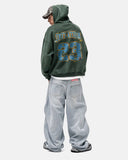 Washed Vintage Graphic Zip Up Hoodie | Inflation Streetwear