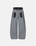 striped patch pocket baggy jeans front view