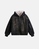 Faux Fur Lined Acid Wash Bomber Jacket | Inflation Streetwear INFLATION