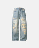 Distressed Ripped Straight-Leg Jeans | Inflation Streetwear INFLATION