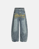 Rivets Embroidered Baggy Jeans | INFLATION Streetwear INFLATION