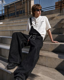 Asymmetric Buckle Denim Overalls Jeans | Inflation Streetwear