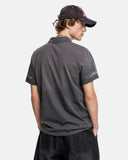 upper body rear angle of washed gray polo shirt