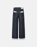 raw indigo polka dot baggy jeans product back view