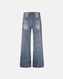 Bamboo Weave Embroidered Bootcut Jeans | Inflation Streetwear