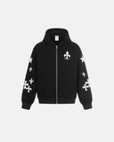Cross PU Patch Embroidery Zip Up Hoodies | Inflation Streetwear INFLATION