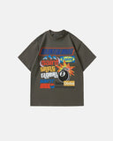 dark grey retro graphic oversized t shirt front view