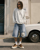 Distressed Baggy Jorts with Adjustable Waist Tabs | Inflation Streetwear INFLATION
