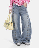 Button-Tab Washed Barrel Jeans | Inflation Streetwear