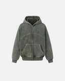 Contrast Stitch Boxy Zip Up Hoodie | Inflation Streetwear