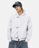 Metal Clasp Boxy Zip Up Hoodie | Inflation Streetwear
