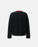 black waffle long sleeve t shirt clean back view