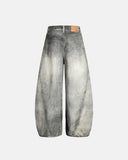 grey acid wash barrel jeans product back view