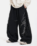 on-body black script barrel sweatpants lower-body view
