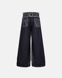 zebra pattern patchwork baggy jeans back view