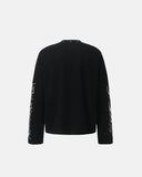 black waffle long sleeve t shirt clean back view
