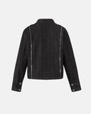 black cropped denim jacket back view