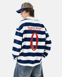Graphic Striped Rugby Polo Shirt | Inflation Streetwear