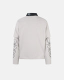 white waffle layered polo shirt back view